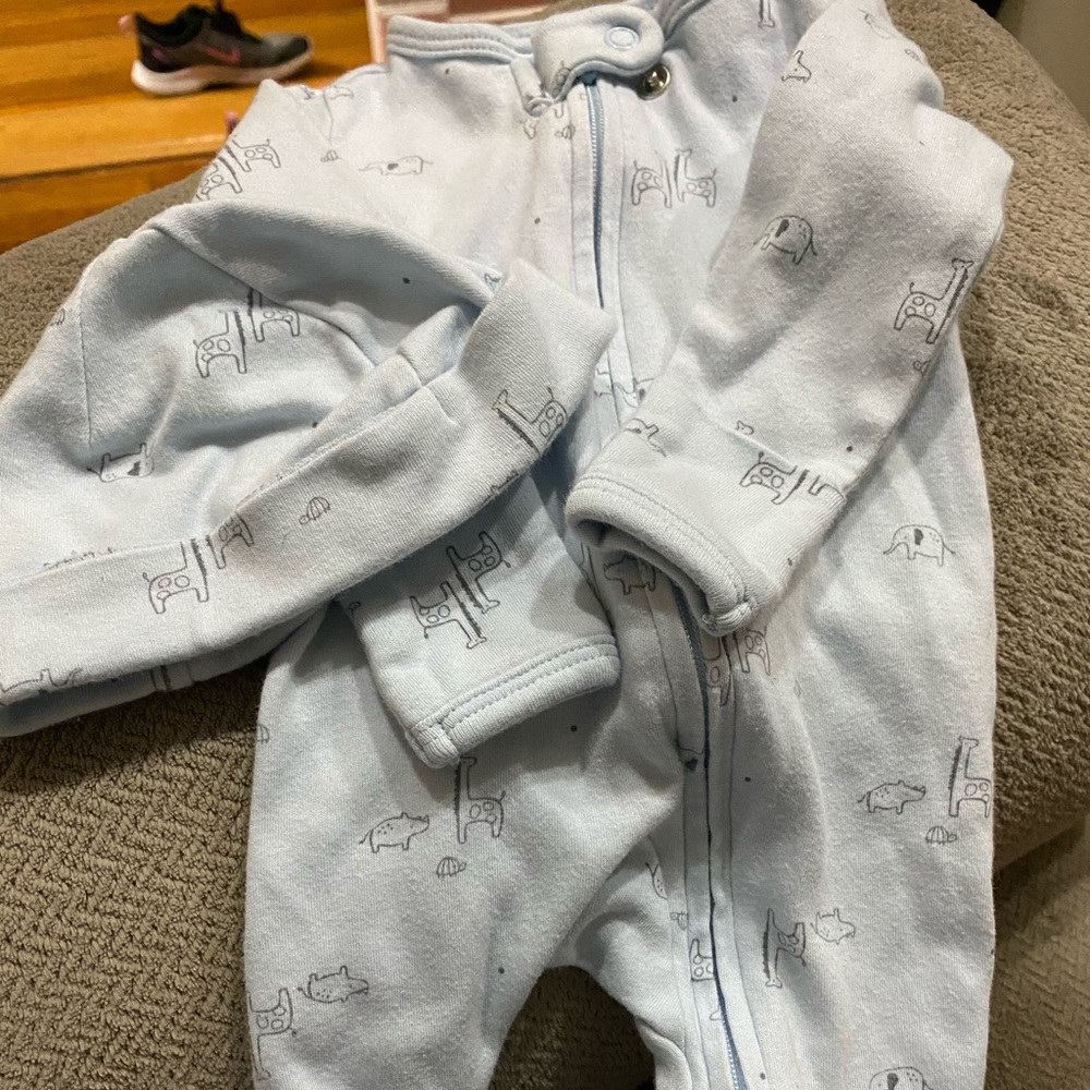 Blue newborn take home outfit with hat